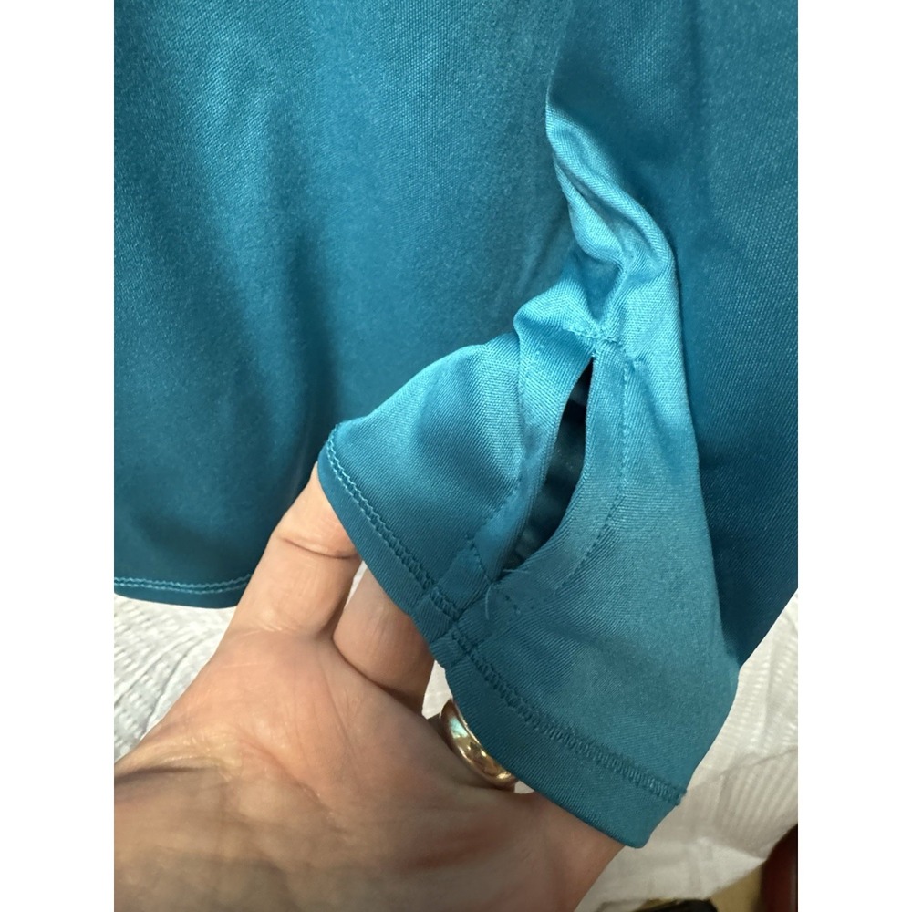 The American Outdoorsman for Women Teal Hooded Pullover w/ponytail thumb holes L - Picture 10 of 12